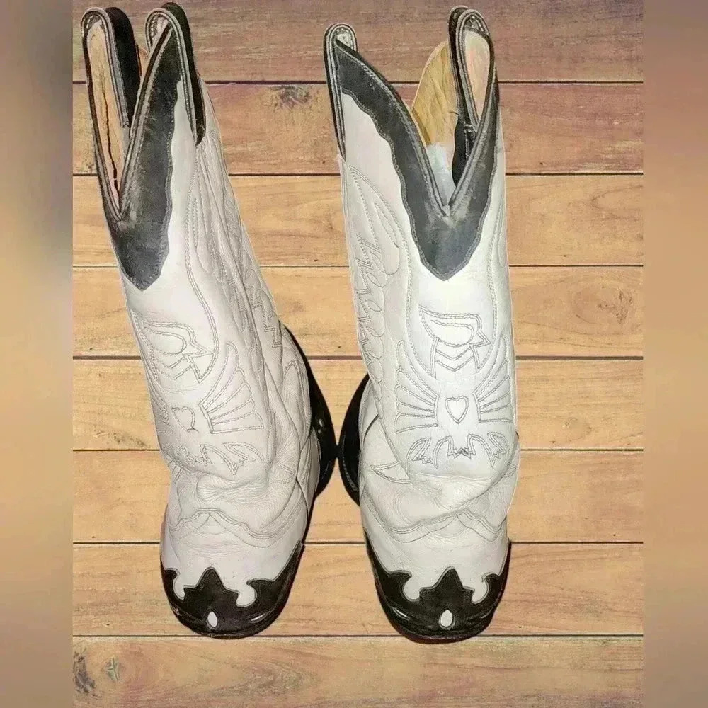 Mens Rio Grande Vintage Black and white cowboy boots.  Size 28 - Picture 2 of 7